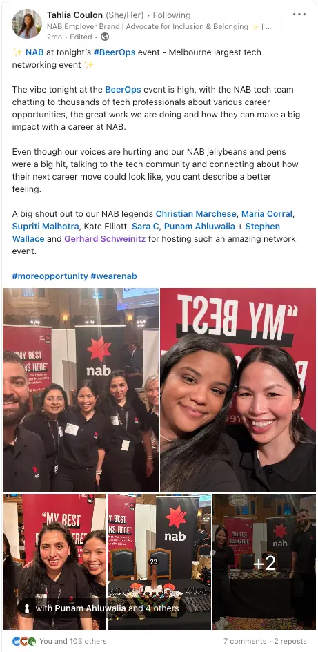 Tahlia Coulon's LinkedIn post about Execs & Techs